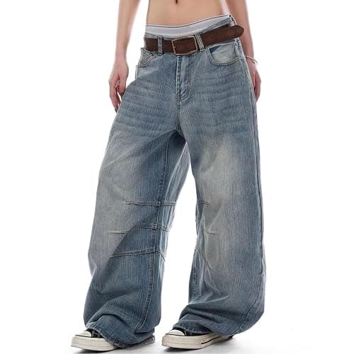 OTEEGX Baggy Jeans Women Low Rise Barrel Jeans Wide Leg Boyfriend Denim Pants Oversized Casual Vintage Trousers thumbnail 2