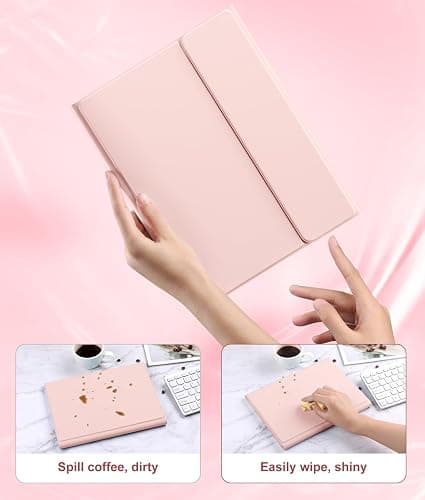 Harvopu Compatible for iPad 11th 10th Generation Case with Keyboard, Folio Cover with Pencil Holder, Multi-Touch Trackpad, 7 Color Backlit, Detachable Keyboard for iPad (A16) 11th/10th Gen (Light Pink thumbnail 5