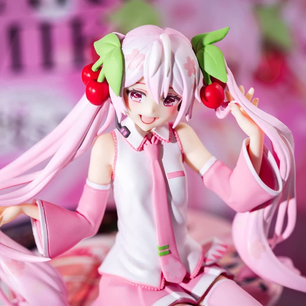 Anime Pink Miku Action Figures 15cm Seated Pose Anime Figures Statue Miku Noodle Stopper Collection Desktop Decoration Birthday Gift thumbnail 2