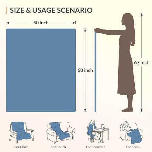 HOMLYNS LuxeHeat Heated Blanket Electric Blanket, Soft Flannel Sherpa Heated Throw, Heating Blanket with 5 Heat Settings, 3 hrs Timer Auto Shut Off (50x60 inches, Blue) thumbnail 3