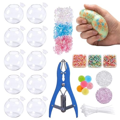 DIY Squishy Kit & Stress Ball Making Kit with Filler and Tool，1 Set | DIY Stress Ball Making Kit Complete Stress Ball DIY Kit with 10 Blank Skins 9 Fillers & Cable and Ties Expander Tool - Image 1