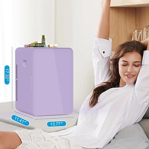 Kikihouse 22L/30Cans Mini Fridge for Bedroom, Portable Cooler & Warmer | Mini Refrigerator with Glass Front, Small Cooler for Car Office Desk & Dorm Room Food Beverage Skincare Makeup Cosmetics thumbnail 2