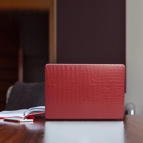 Funut Compatible with Crocodile MacBook Air 15 Inch Case 2025 2024 2023 M4 M3 M2 A3241 A3114 A2941, Elegant Luxury Crocodile Leather Plastic Hard Shell Case & Keyboard Cover, Red thumbnail 7