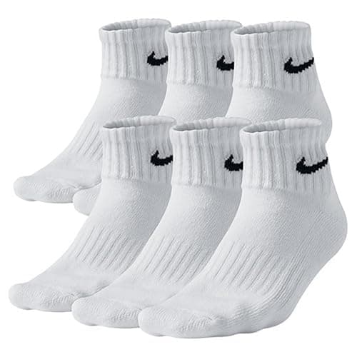 Nike Men's Bag Cotton Quarter Cut Socks (6 Pack) (Large (shoe size 8-12), White) - Image 1