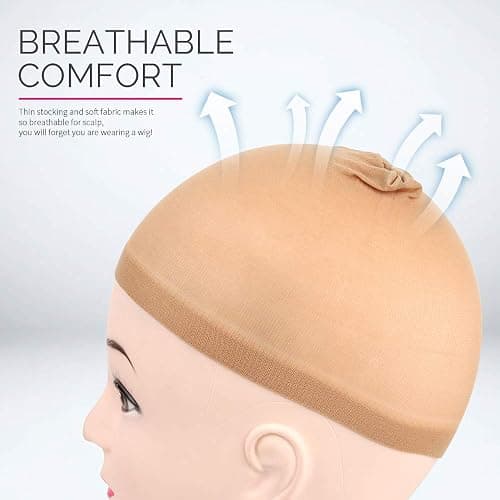 Fandamei 4 pieces Light Brown Stocking Wig Caps Stretchy Nylon Wig Caps for Women thumbnail 5