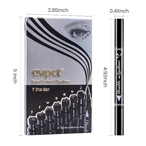 evpct 7Pcs Colored liquid Eye Liners Face Stamp Cosplay Gothic Makeup Set Kit for Beginners, Black Brown Purple Blue Red Pink Green Star Flowers Heart Moon Triangle Lightning Butterfly Stamps Eyeliner thumbnail 6