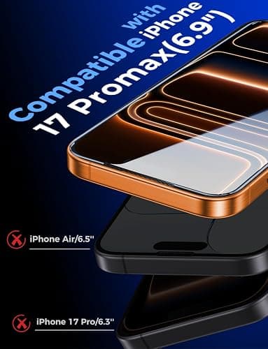 MAGIC JOHN 2 Pack for iPhone 17 Pro Max 6.9 inch Tempered Glass Screen Protector, Auto Dust-Elimination, Bubble Free, HD Clear, Easy Installation thumbnail 2
