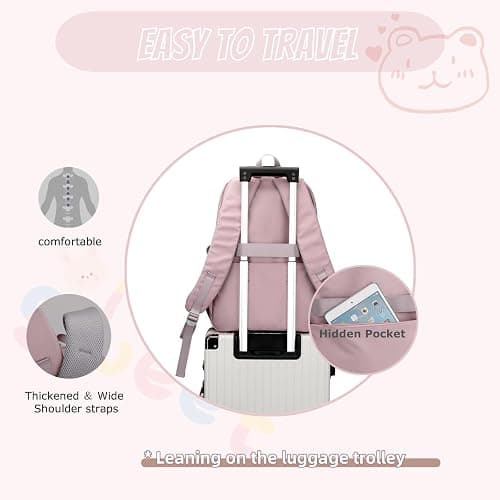 LANSHIYA School Bags for Girls,Elementary Middle School Students Bookbag, Kids Backpack with Pendent&Pins Outdoor Backpacks for Girls thumbnail 4