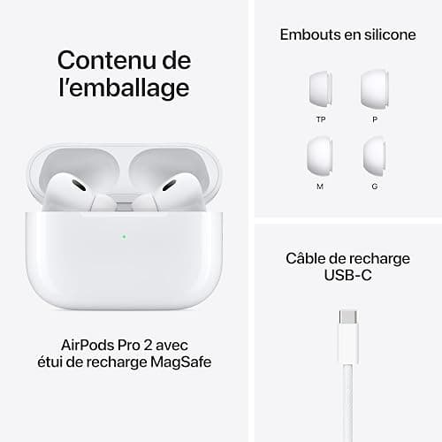 Apple AirPods Pro 2 Wireless Earbuds, Bluetooth Headphones, Active Noise Cancellation, Transparency, Personalized Spatial Audio, High-Fidelity Sound, H2 Chip, USB-C Charging thumbnail 7