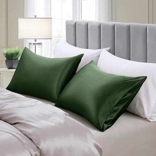 Aormenzy Satin Pillow Cases for Women Standard Size Set of 2, Woodland Green Satin Pillowcase for Hair with Envelope Closure Silky Pillow Covers Wrinkle, Fade Resistant (20x26 Inches) thumbnail 2