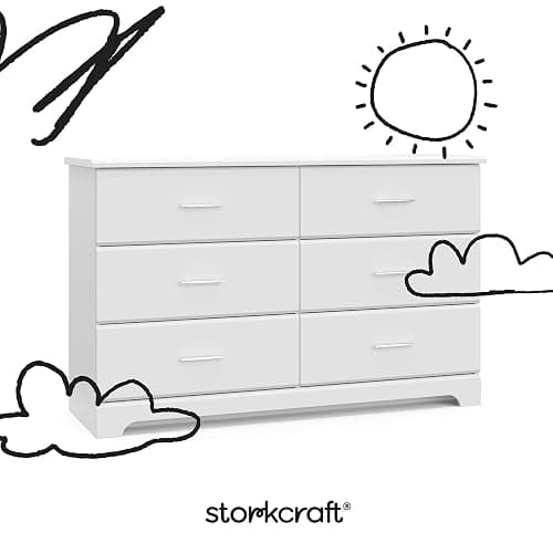Storkcraft Brookside 6-Drawer Dresser (White) – GREENGUARD Gold Certified, White Dresser for Bedroom, Kids & Nursery Storage Chest, Safety Interlocking Drawers, Pre-Installed Tracks, Kids Chest thumbnail 8