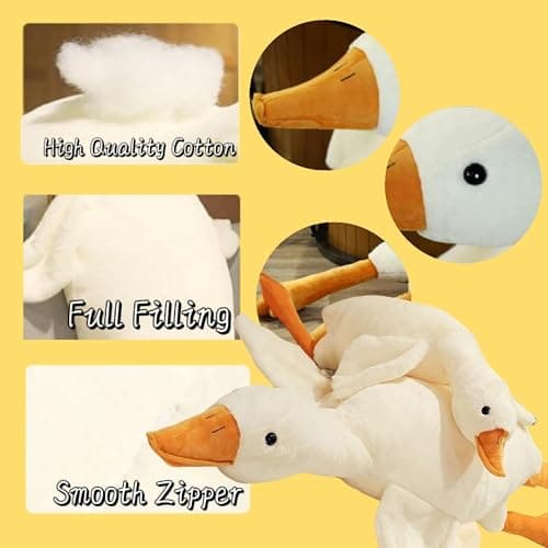 2 Pack White Goose Plush Toys,Plush Pillow Toy Children's Gift,Cute Kawaii Plush Best Gifts for Kids Boys Girls(35.6inch 90cm and 17.6inch 50cm) thumbnail 6