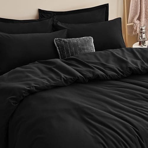 RUIKASI Black King Size Duvet Cover Sets Bedding Set - Black Duvet Cover Kingsize Bed Set with Zip, Soft Brushed Microfibre Duvet King Size Covers Set Quilt Cover with 2 Pillowcases thumbnail 5