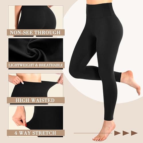 Leafigure High Waisted Leggings for Women- Soft No See-Through Yoga Pants for Gym Workout Running thumbnail 5