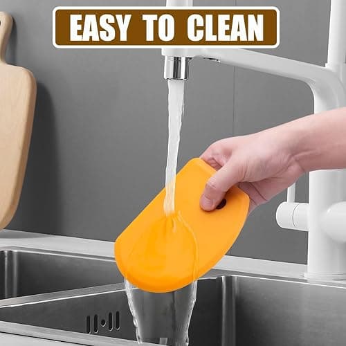 Sapid Flexible Curved Edge Silicone Bowl Scraper(5.98"×4.3"), Food Grade Dough Scraper for Baking Sourdough Bread, Cake, Bench Scrapers, Multipurpose Kitchen Dish Scrapers, Easy to Clean (1, Orange) thumbnail 7