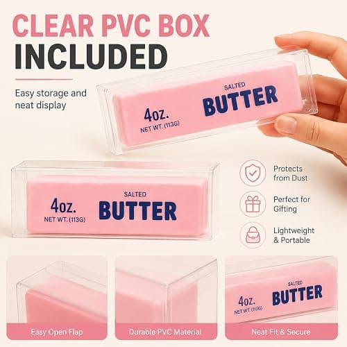 Crunchy Butter Squishy in Pink with Textured ASMR Filling for Adults (Pink) | Soft Squeezable Stress Relief Desk Accessory for Office, Home and Daily Relaxation thumbnail 5
