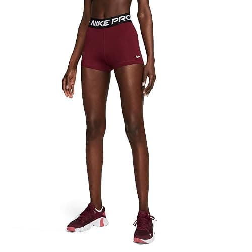 Nike Women's Pro 3in Training Shorts (US, Alpha, Small, Regular, Regular, Dark Beetroot/White/Black) - Image 1