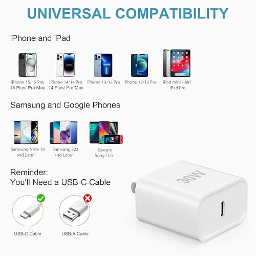 iPhone Charger Fast Charging 30W USB C Charger Block with 6FT Super Fast Charger Cable Compatible with iPhone14/14 Pro Max/13/13Pro/12/12 Pro/11,iPad thumbnail 4