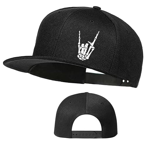 Tijeyi Flat Bill Hats for Men Snapback Skull Hats Black Hat for Teen Boys Skateboard Hats Baseball Cap - Image 1