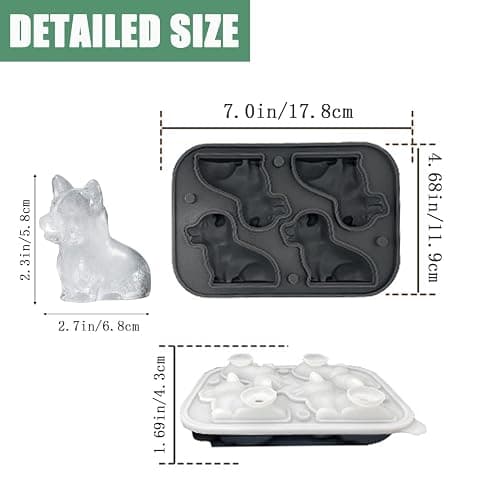 Corgi Dog gifts 3D Ice Cube Mold, Admaison Ice Cube Tray with Funnel for Cocktails, Bourbon,Brandy, Whiskey Gifts for Men, Silicone Fun Shapes Black (Corgi) thumbnail 2
