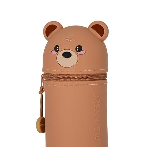 Legami - Estuche escolar Kawaii 2 en 1 de silicona blanda, tema Teddy, portabolígrafos de mesa, cremallera, lápices de colores rotuladores, H 18,5 cm thumbnail 7
