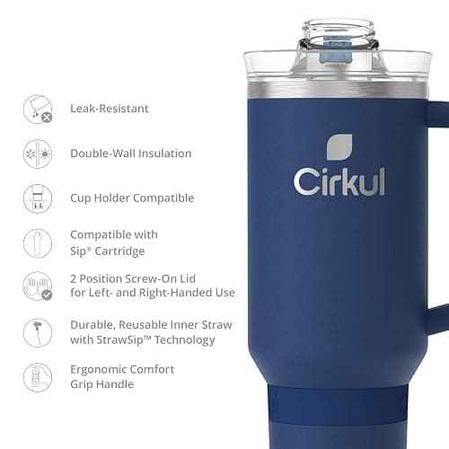 Cirkul 40oz. Midnight Blue Stainless Steel Tumbler with Handle, All-Day StrawSip™, Double-Wall Insulated thumbnail 3