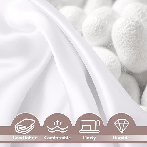 100% Pure Silk Pillowcase for Hair and Skin, Both Sides Mulberry Silk Pillowcases with Hidden Zipper, Cooling Pillowcase 19 Momme, 600 Thread Silk Pillow Cases Standard Size, 2PCS, White thumbnail 4
