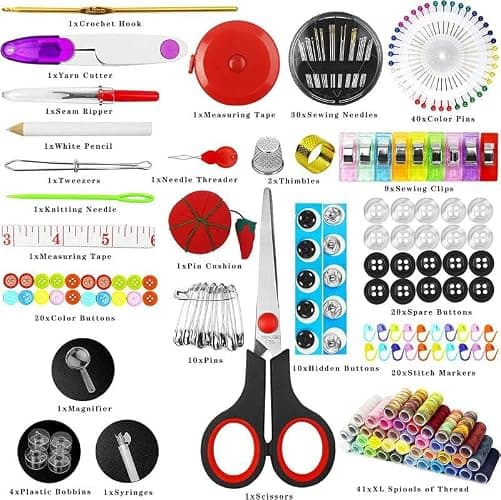 FNV Sewing kit, 229 pcs Sewing Accessories, Friendly for Beginner and Professional for Worker, Suitable for Travel, Home, School and DIY Gift, Needles, Scissors, 41XL Thread Spools thumbnail 2