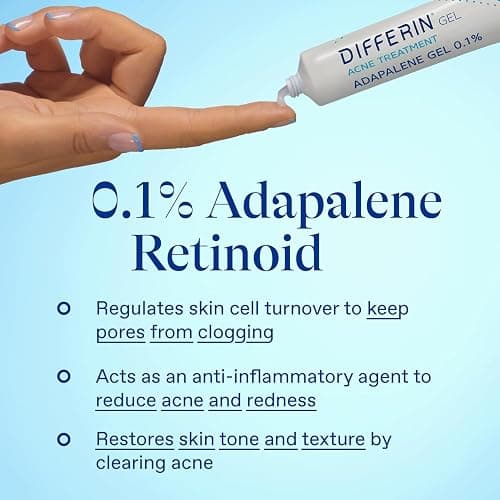 Differin Acne Treatment Gel, 30 Day Supply, Retinoid Treatment for Face with 0.1% Adapalene, Gentle Skin Care for Acne Prone Sensitive Skin, 15g Tube (Packaging May Vary) thumbnail 7