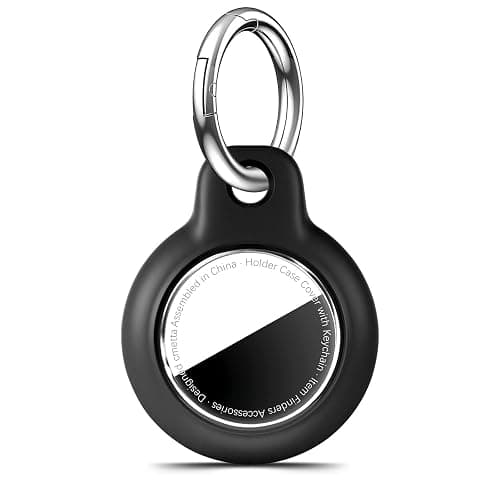 CMETTA 1|2|4 Pack Waterproof for AirTag Holder Case with Keychain, Ultra-Thin Lightweight PC Hard Shell, Swivel Buckle for Tracking Luggage, Bags, Backpacks, Keys, Pets, Suitcases (Black) - Image 1