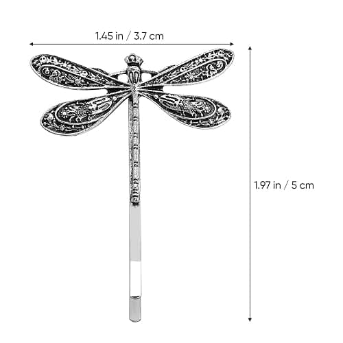 LALAFINA 4Pcs Vintage Dragonfly Hair Clips Dragonfly Bobby Pins Side Clip Wedding Hair Clips Vintage Bobby Pins for Women Wedding, Ancient Silver thumbnail 4