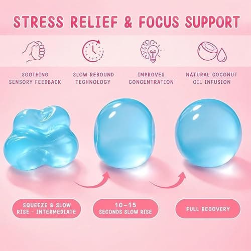 2Pcs Coconut Oil Squishy, Shapeable No Rebound Stress Relief Ball, Fun Sensory Fidget Toy, Fun Anxiety Gift for Adults & Kids. thumbnail 5