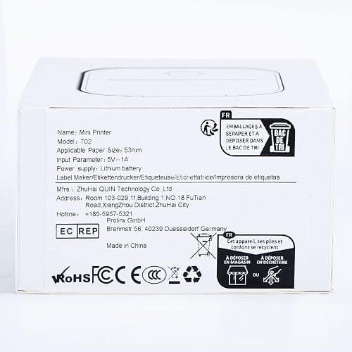 Mini Printer - T02 Bluetooth Inkless Instant Photo Printer, Small Thermal Pocket Sticker Printer, Portable Mobile Phone Picture Printer, for Students, Gift, Receipts, White (Bunny Case Not Included) - White - 1 Printer + 1 Roll Paper thumbnail 14