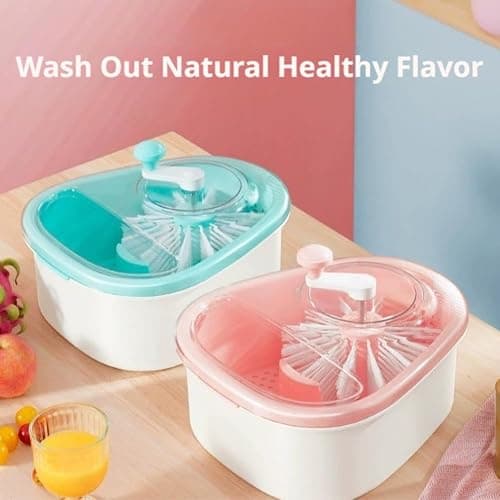 Fruit Cleaner Spinner, Large Fruit Washer Spinner, Fruits Cleaner Spinners with FruitWasher Spinners Bowl, Vegetable FruitSpinner Washers,Double Layer Design,for strawberry blueberries thumbnail 6