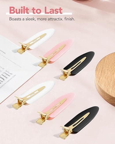 Amizo 6 Pcs Creaseless Flat Hair Clips for Makeup and Daily Beauty Routine | No Crease Design, No Bend Styling, Gold Metal Handles, Hold Bangs for Women and Girls, During Skin Care and Getting Ready thumbnail 7