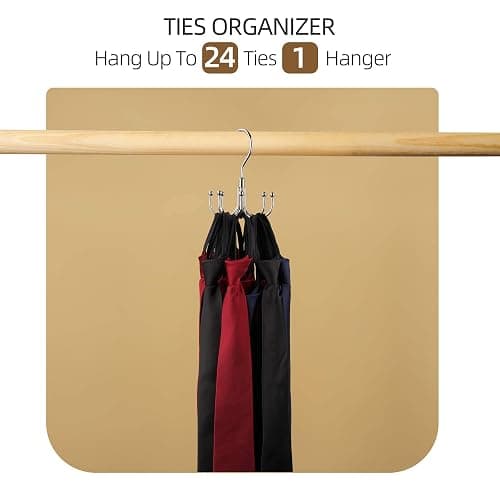 ZEDODIER Belt Hanger, Rotatable Belt Rack Closet Accessories Organizer, Maximum 24 Storage Capacity, Hanging Holder Storage Hook for Belt, Bra, Tank Top, Tie, Scarf, Purse, Silver - Silver - 1 Pack thumbnail 4