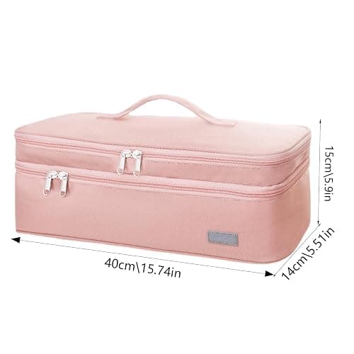 Double-Layer Travel Carrying Case Hair Tool Travel Bag with Heat Resistant Mat Portable Hair Brush Bags Hair Dryer Travel Bag Storage Organizer Bag for Hair Dryer Brush and Other Hair Accessories thumbnail 2