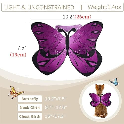 Pet Cat Bat Wings for Halloween Party Decoration, Puppy Collar Leads Cosplay Bat Costume,Cute Puppy Cat Dress Up Accessories thumbnail 3