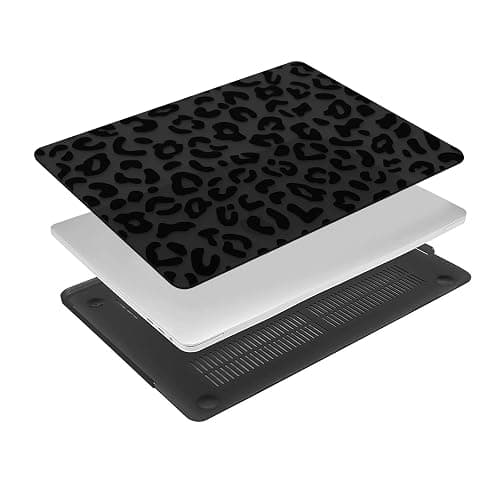 MOSISO Compatible with MacBook Pro 15 inch Case 2019-2016 Release A1990 A1707 with Touch Bar, Plastic Leopard Grain Hard Shell Case & Keyboard Cover Skin & Screen Protector, Black thumbnail 6