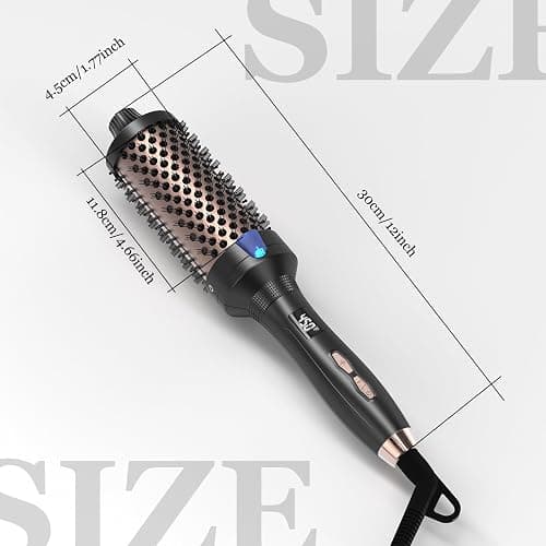 K&K Thermal Brush Heated Round Brush - Blowout Look Volumizer with 1.7 inch Heated Round for Hair Styler Tool Hair Straightener and Curler 2 in 1 Dual Voltage Temperture Contronal (Black, 1.77 Inch) thumbnail 7