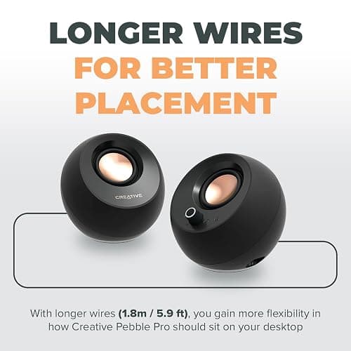 Creative Pebble Pro Minimalist 2.0 USB-C Computer Speakers with Bluetooth 5.3 and Customizable RGB Lighting, Clear Dialog and BassFlex Tech, USB Audio, Headset Port, for PC and Mac (White) thumbnail 7