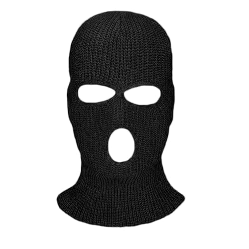 Kids 3 Hole Knitted Balaclava - Warm and Stylish Ski Face Mask for Cold Weather Black thumbnail 2