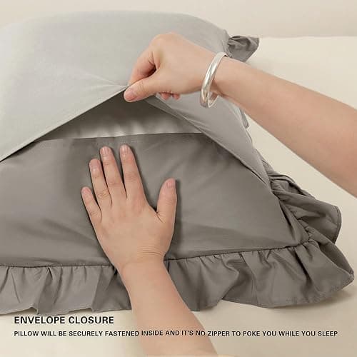 1 Piece 20''x54'' Body Pillow Case, Microfiber Dark Gray Ruffle Pillowcases, Soft Breathable and Non Shrinking Envelope Long Body Pillowcases thumbnail 3