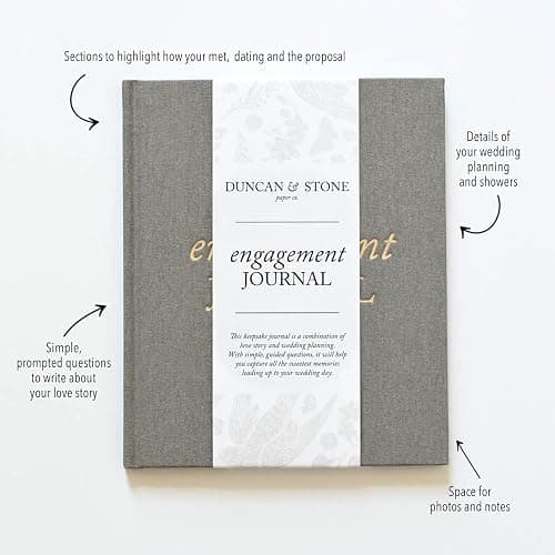 Engagement Journal for Couple - Wedding Journal For Bride To Be w/Prompts, Photos & More - Unique Couples Engagement Scrapbook (Ivory, 69-Pages) thumbnail 2