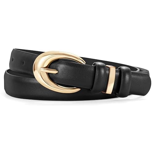 TRIWORKS Women Leather Belt for Jeans Pants Fashion Ladies Skinny Faux Leather Dress belt with Gold Buckle thumbnail 8