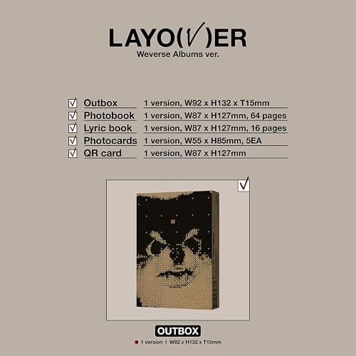V - [Layover] (WEVERSE ALBUMS Ver.) Out Box + Photobook + Lyric Book + Photocards + QR Card + 2 Extra Photocards thumbnail 2