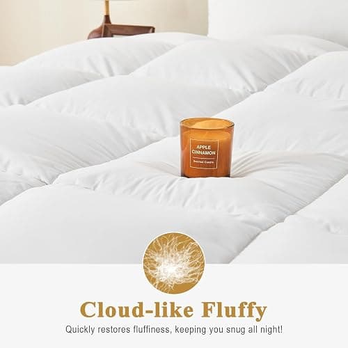 TOPGREEN 100% Organic Feather Down Comforter Full/Queen Size, Luxury Extra-Fluffy Duvet Insert, All Season Bed Comforter with Ultra-Soft Organic Cotton Case (90x90 Inch, Ivory White) thumbnail 7