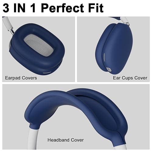 ATUAT for AirPods Max Headphones Case, Protective Silicone Case Cover Skin Accessories Anti-Scratch for Women Men for Apple AirPods Max 2024/2020 (USB-C/Lightning), Midnight Blue thumbnail 4