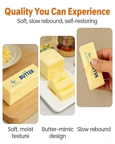 2026 New Upgrad Realistic Butter Squishy Squeeze Slow Rising Rebound Toys Stress Relief Soft Fidget Relaxation Tool for Adults Kids Sensory Gifts Party Favors Office Daily Use(S*1pc) thumbnail 4