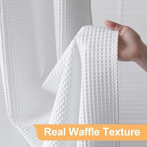 River Dream Cotton Blend No Hook Shower Curtain with Snap in Liner, Hotel Grade Shower Curtains for Bathroom, Water Repellent, White, 71W x74 L thumbnail 7